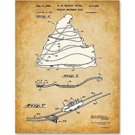 Disneyland Matterhorn Bobsled Ride - 11x14 Unframed Patent Print - Great Gift for Disney/Disneyland