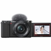 Sony ZV-E10 Mirrorless Camera with 16-50mm Lens, 128GB Memory.43 Wide Angle & 2X Lenses, Case. Tripod, Filters, Hood, Grip,Spare Battery & Charger, Video & Photo Editing Software Kit -Deluxe Bundle