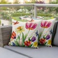 thumbnail image 4 of Tulips Dragonfly Pillow Covers 2 Pack Spring Floral Pillowcase Waterproof Outdoor Throw Pillow Cover for Patio Garden Square Cushion 26”x26”, 4 of 9