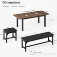 thumbnail image 2 of 5Pcs Dining Table Set for 4-6, 63" Extendable Dining Room Table Set for 4, Kitchen Table with Upholstered Benches and Stools, Kitchen Table Set,Dinner Table Set for 6, Ideal for Small Space-Walnut, 2 of 8