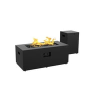 Better Homes & Gardens Modern 42 in Rectangle Propane Fire Pit Table with Tank Hideaway, Black