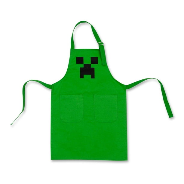 Delantal de cocina Minecraft Green Creeper Youth, 100% algodón