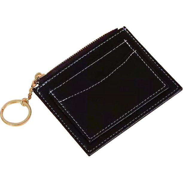 Bolsa de herramientas Mini billetera con bolsillo frontal Monedero pequeño y corto Llavero Cordón fino Titular de la tarjeta de crédito para hombres y mujeres, Chocolate