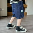 thumbnail image 2 of Huowey Kids Baby Pants Denim Jeans Shorts Elastic Waist Pull On Knee Length Summer Casual Short Pants With Pocket Jogger Trousers,Blue,4-6 Years, 2 of 6