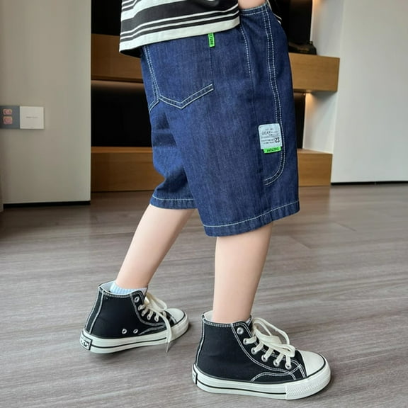Boys Denim Shorts Slim Fit Loose Elastic Waist Summer Trousers Short Boys Summer Clothes Toddler Shorts for Boys 4-6 Years