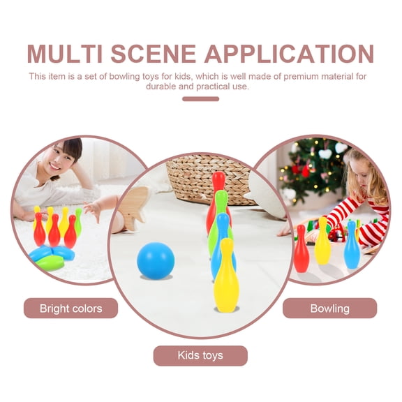 OUNONA 12-Piece Kids Plastic Bowling Set with Assorted Colors for Color Recognition and Fun Friend Interaction