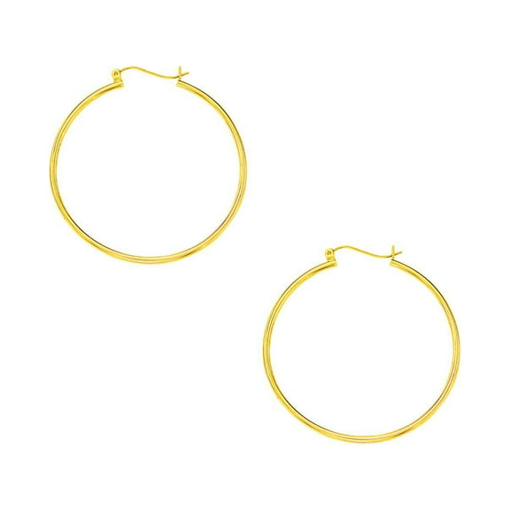 10K Yellow Gold 1x40mm Lt.Tube Hoop with Hinged