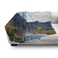 thumbnail image 2 of Landscape Soft Flannel Fleece Throw Blanket, Mountains View Missouri River Nature Scenes Photo, Cozy Plush for Indoor and Outdoor Use, 50" x 70", Baby Blue Fern Green, by Ambesonne, 2 of 5