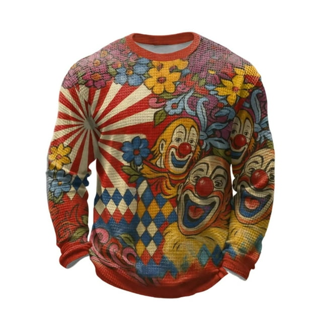 JFHHQ T-Shirt à Manches Longues pour Hommes avec Imprimé Graphique de Festival, Col Rond, Confortable et Décontracté pour un Usage Quotidien TG