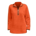 thumbnail image 5 of Comdrip Waffle Pullover Women, Women's Casual Half Zip Top Shirt High Collar Long Sleeve Shirt Y2K Loose Waffle Knit Lapel Pullover Sweatshirts Womens Quarter Zip orange S, 5 of 5