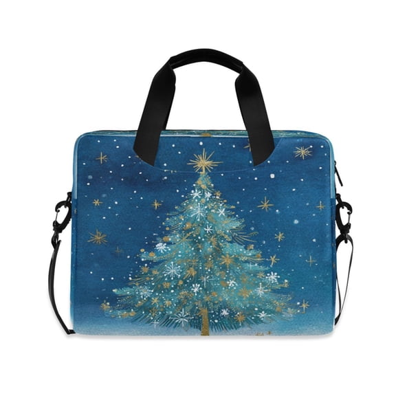 16" Laptop Briefcase for Work Travel Laptop Shoulder Bag Carrying Handbag Laptop Case Watercolor Christmas Tree