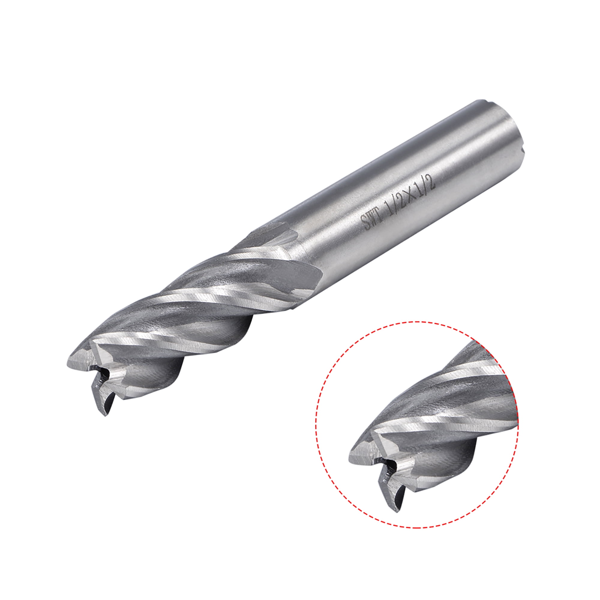 2Pcs 1//2/" Cutting Spiral Drill Bit Straight End Mill Cutter 4 Flute 1//2/" Shank