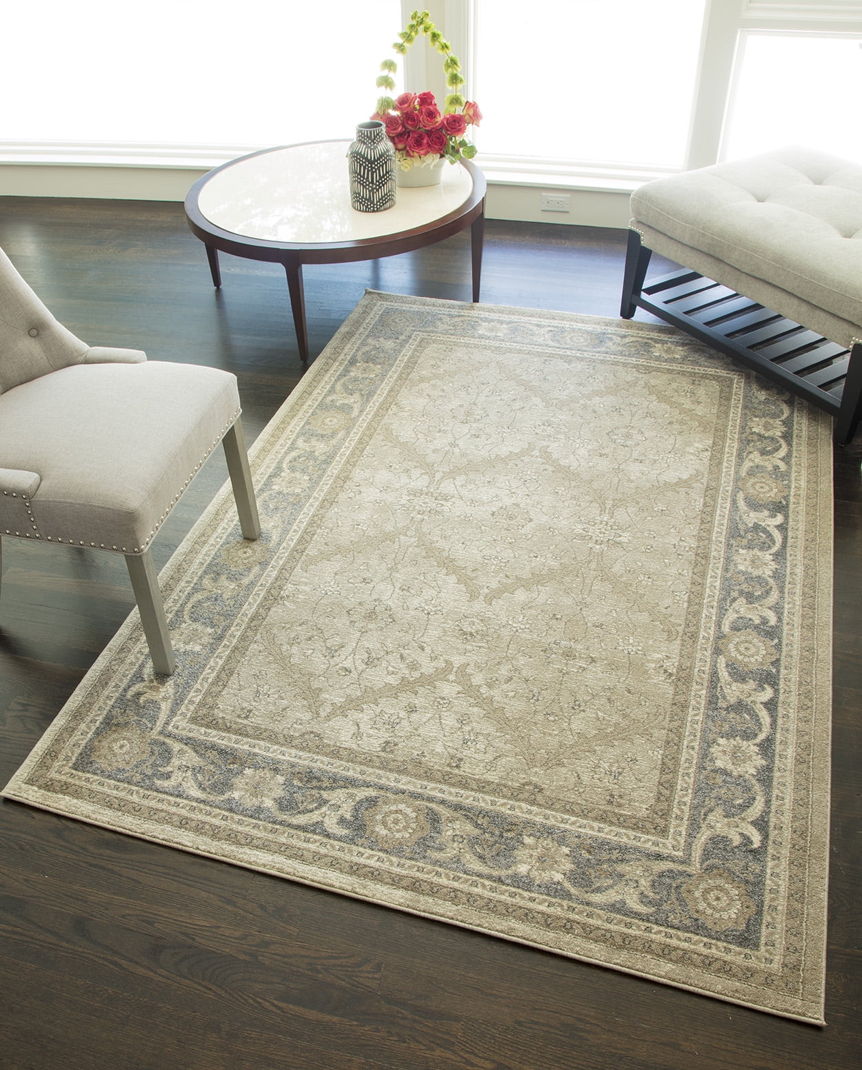 Rugs America Estelle Collection Ivory grey ET100B Transitional Oriental