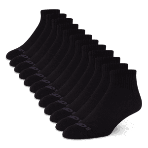 AND1 Men's Lightweight Quarter Socks, 12-Pack, Black
