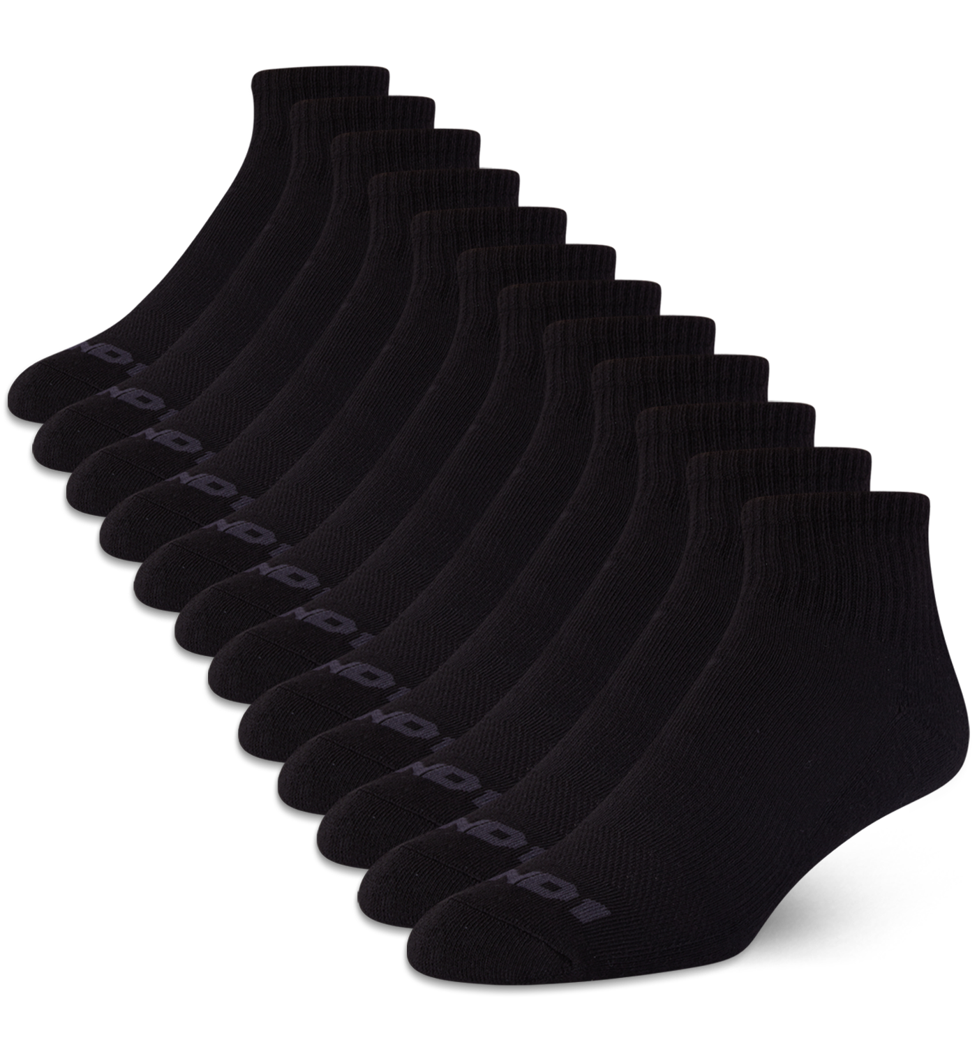 AND1 Men's Lightweight Quarter Socks, 12-Pack, Black