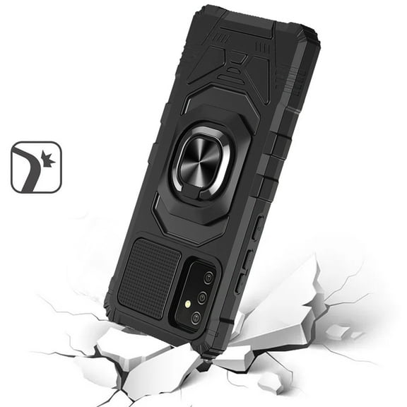 For Samsung Galaxy A25 5G Hybrid Dual Layer with Rotate Magnetic Ring Stand Holder Kickstand, Rugged Shockproof Cover ,Xpm Phone Case [ Black ]