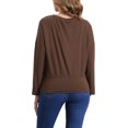 thumbnail image 3 of INSPIRE CHIC Blusas de punto de manga larga para mujer, camiseta suelta de hombros caídos, top M color café, 3 of 5
