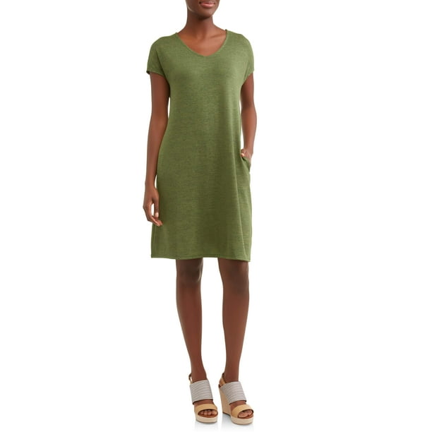 Time and Tru - Time and Tru Women's Hacci T-shirt Dress - Walmart.com ...