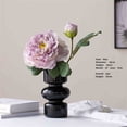 thumbnail image 2 of Jarrón de peonía Guifei morado de vidrio negro, arreglo decorativo for sala de estar, mesa china, flor falsa, 2 of 4