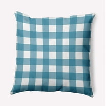 16" x 16" Simply Daisy Gingham Plaid Polyester Accent Pillow, Unreal Teal Qty 1