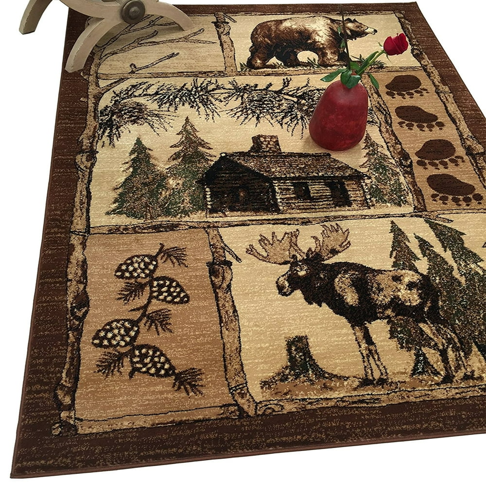 Handcraft Rugs Cabin Rug Lodge, Cabin Nature and Animals Area Rug