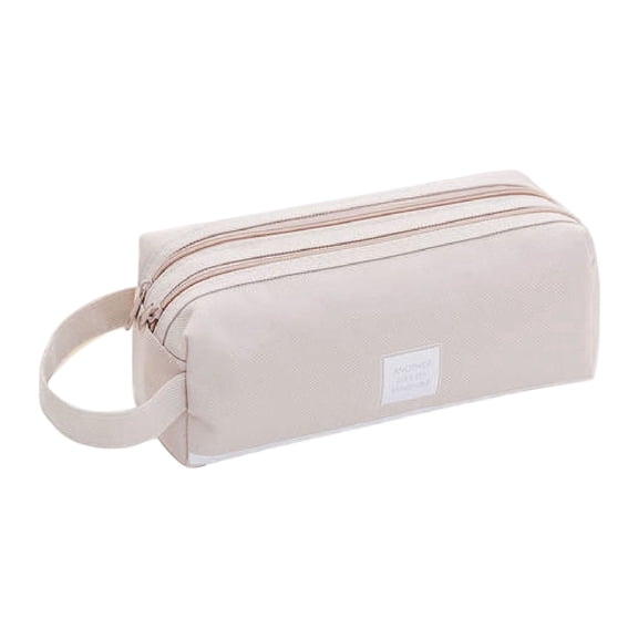 Pencil Case Pencil Bag Double Layer Large Capacity Portable Cloth Stationery Organizer with Handle Double Zipper for University College Office Home Travel Makeup Pouch Practical Gift for Students