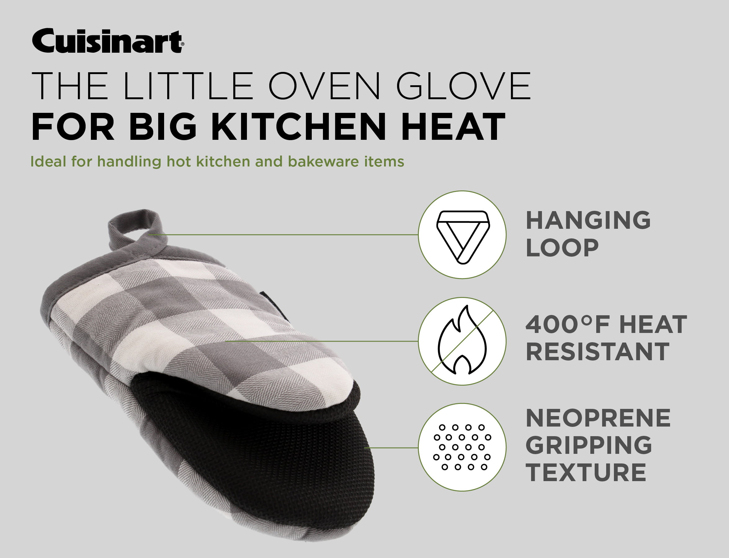 Mini Oven Mitts, 2 Pack Heat Resistant 300 ºF Little Oven Gloves Pot Holder  Neoprene Cotton Trivet for Kitchen Cooking - Non-Slip Grip, Hanging Loop