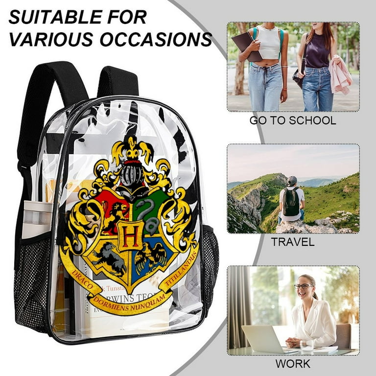 Harry Potter Clear Backpack Heavy Duty Transparent Bag See Through Bookbag for School Work Sport College Travel Walmart
