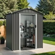 Walsunny 5X3 FT Outdoor Storage Shed,Waterproof Metal Garden Sheds with Lockable Double Door,Weather Resistant Steel Tool Storage House Shed Grey