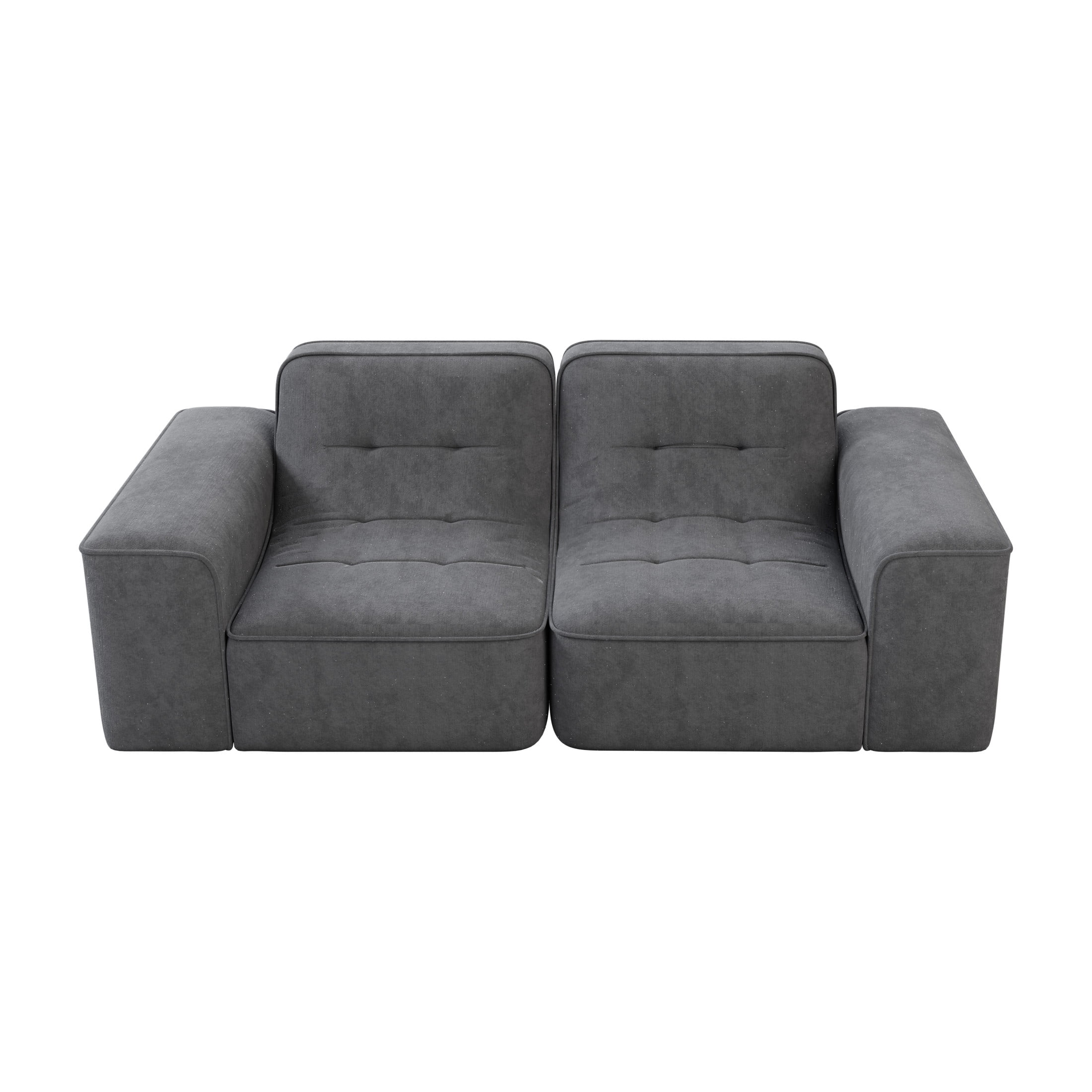 Noble House 84" Modular Sectional 3-Seater Sofa, Tufted Sparkling Chenille Deep Seat Couch, Living Room, Gray
