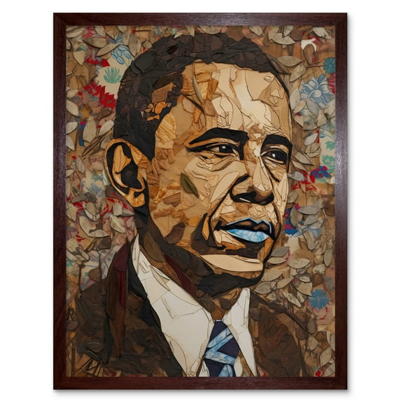 Barack Obama Collage Art Portrait Art Print Framed Poster Wall Decor 12x16 inch