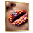 thumbnail image 3 of Designart 'Close Up of Creative Make Up On Woman Lips With Lolipops' Modern Framed Canvas Wall Art Print, 3 of 5