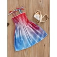 thumbnail image 3 of Bagilaanoe Toddler Girl 4th of July Dress America Flag Strap Dresses Kids Summer Clothes Backless Stripe Stars Party Dress, 3 of 8