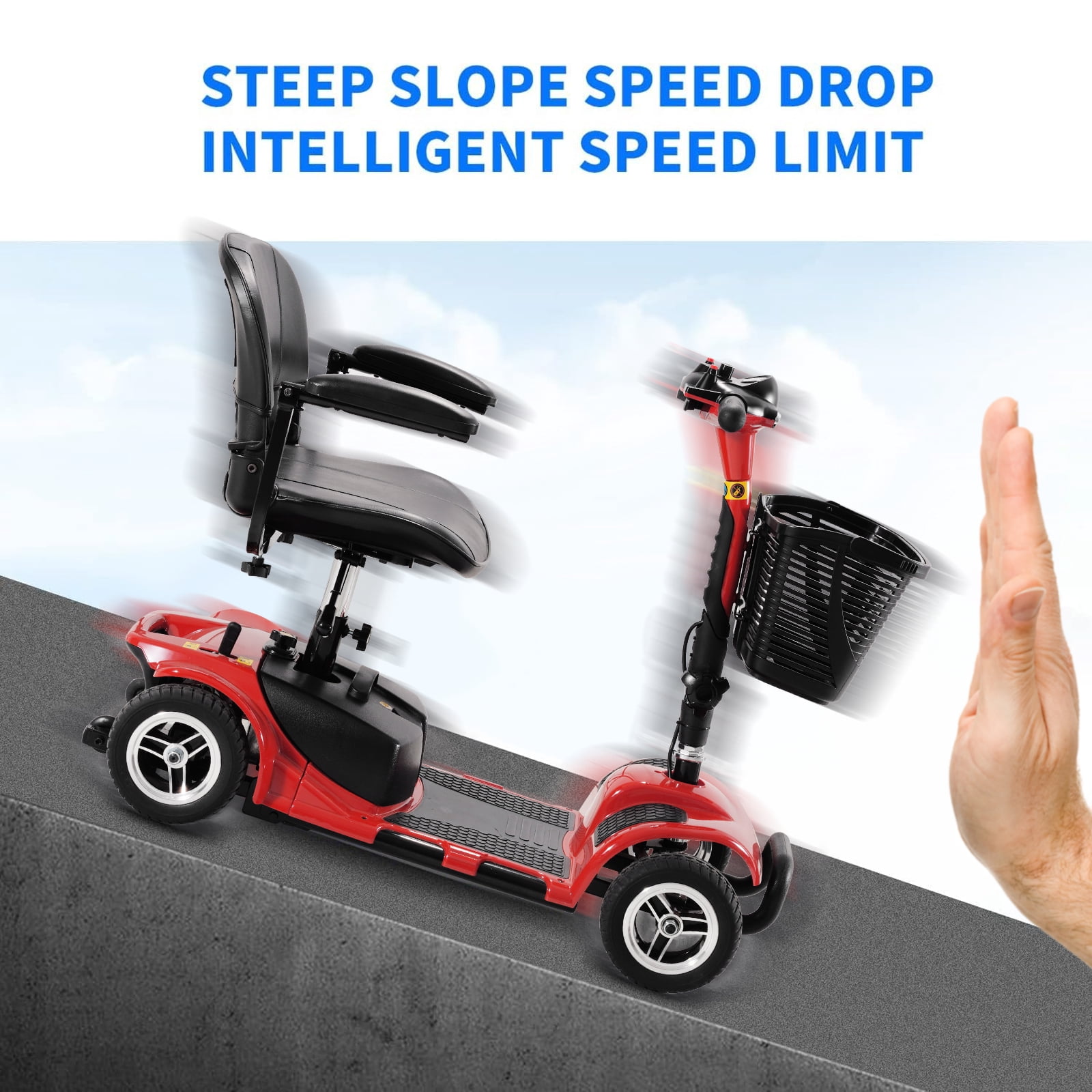 30 Miles Long Range 4 Wheel Electric Mobility Scooter with 350W Motor, Foldable Mobility Scooter for Adults/Seniors, 300LBS Capacity, Cup Holder, USB Port, Compact & Portable for Elderly, Silver
