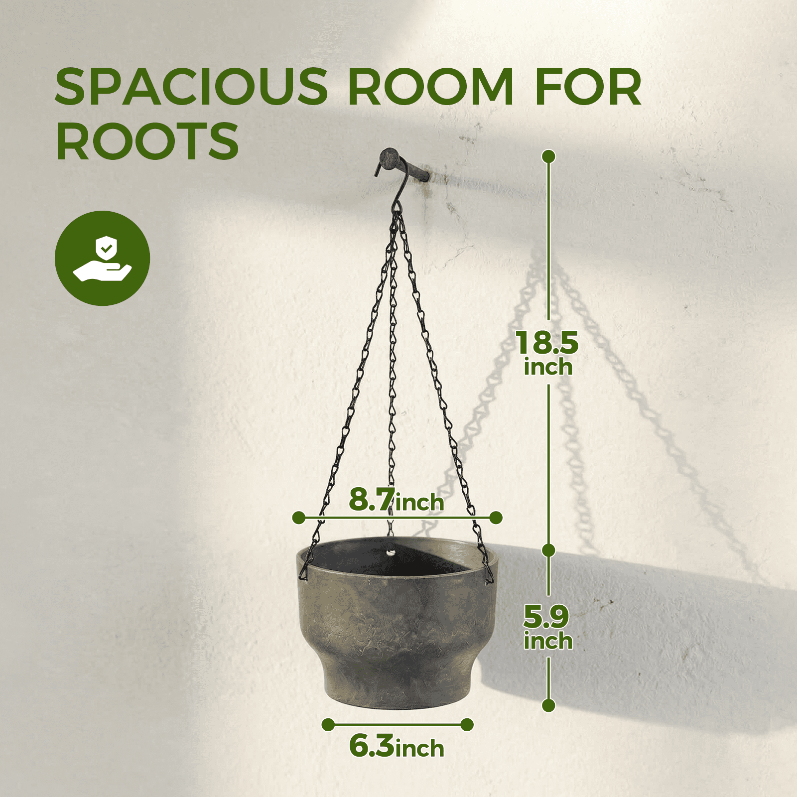 GENTINGBRO Faux Cement Hanging Planter Rustic Indoor Outdoor Decorative Flower Pot for Succulents Herbs Small Plants