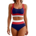 thumbnail image 1 of Plus Size Bikini Top V-Neck Ruffled Tunic with Ring Straps Push-Up Padded Swimsuit, Plus Size Bikini Sets, 1 of 6