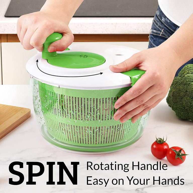 Zulay Kitchen Salad Spinner Large 5L Manual Lettuce Spinner With Secure  Lock & Rotary Handle Green 