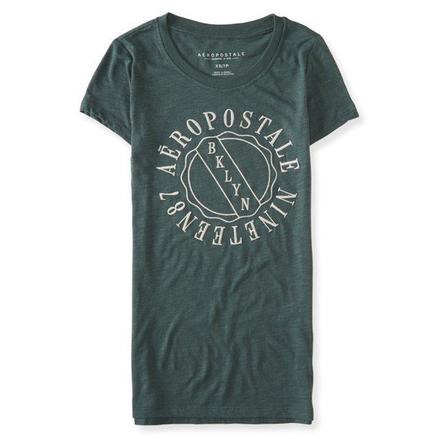 Camiseta adornada Aeropostale Bklyn Nineteen 87 para mujer - Verde - Mediana