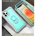 thumbnail image 3 of iPhone 12 Pro Case, iPhone 12 Case, Dteck 2 in 1 Hybrid Rugged Shockproof Case with Ring Holder Kickstand Silicone Cover for iPhone 12 / 12 Pro 6.1-inch,Gray+Mint, 3 of 7