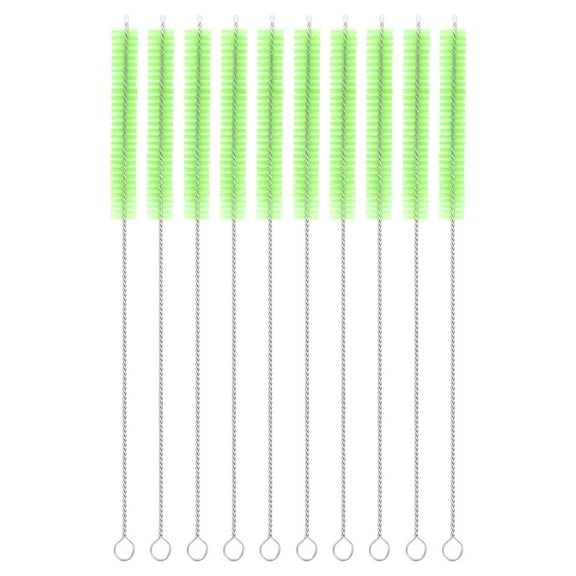Uxcell 10Pack Drinking Straw Cleaning Brushes, 10" x 3/8" Nylon Bristles Long Straw Brush for Bottle and Tube (Green)