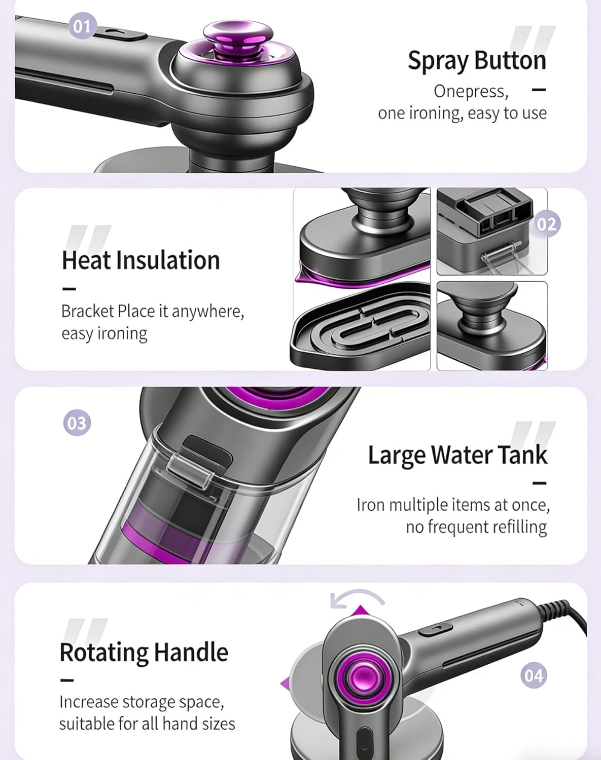 Mini Steam Iron for Clothes, Perfect Travel Companion for Wrinkle-Free Clothes, Adjustable Temperature Control, Dual Steam Quick Heat-Up, Garment Steamer with Dry Ironingfor Powerful Steam(Gray)
