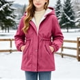 thumbnail image 3 of Puntoco Girls Long Rain Jacket Waterproof with Hood Lightweight Windbreaker Raincoat Plus Size Travel Camping Outdoor Coat Hot Pink 14-15 Years, 3 of 9
