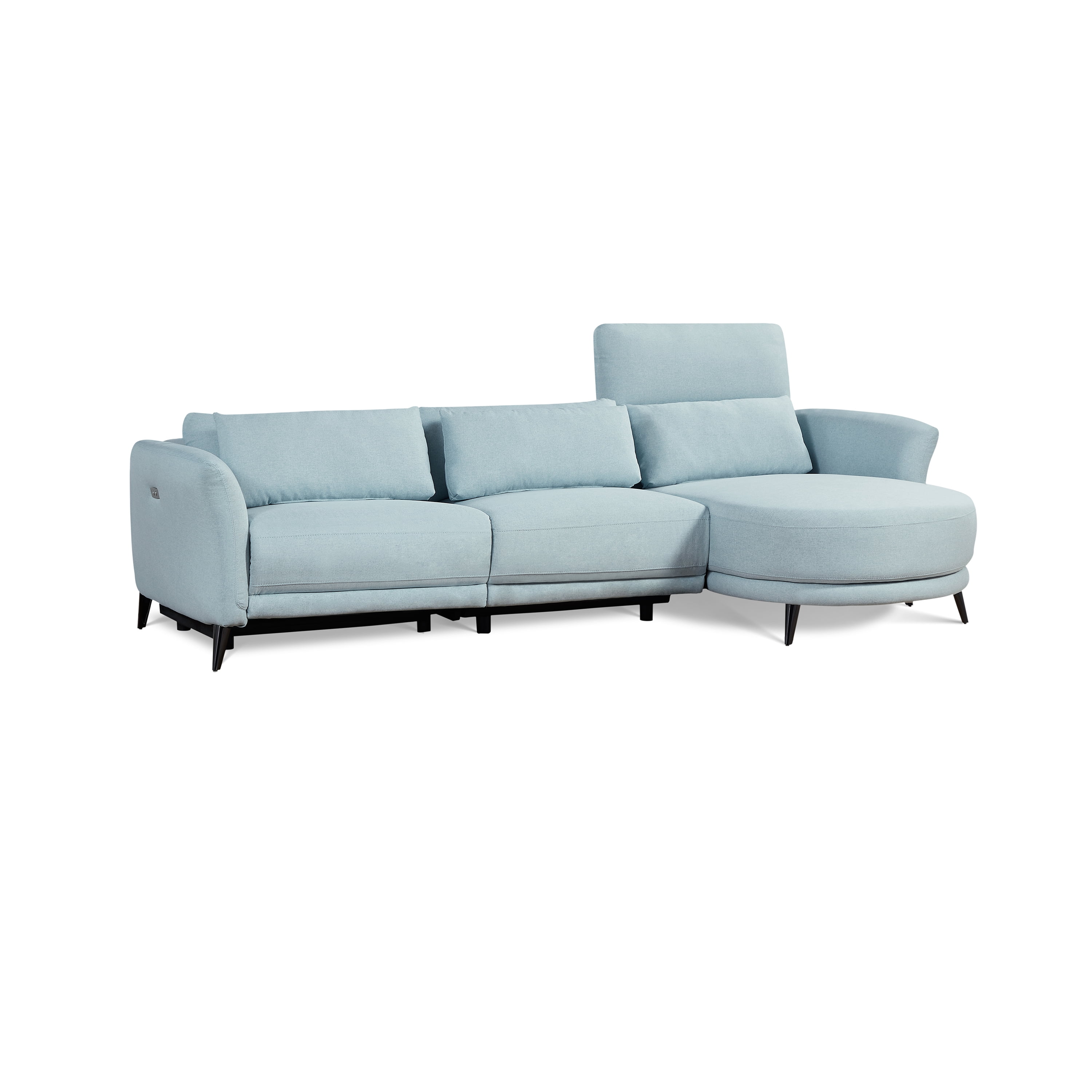 Wells Right-Arm Light Blue Chaise Lounge Sectional Sofa with Adjustable Head