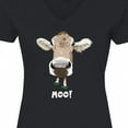 thumbnail image 4 of Inktastic Moo Cute Brown Holstein Cow Women's V-Neck T-Shirt, 4 of 5