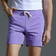 thumbnail image 4 of YLSDY Mens Drawstring Sweat Shorts Cotton Workout Gym Jogger Lounge Shorts with Pockets Summer Fashion Solid Loose Casual Sport Shorts Purple 6, 4 of 7
