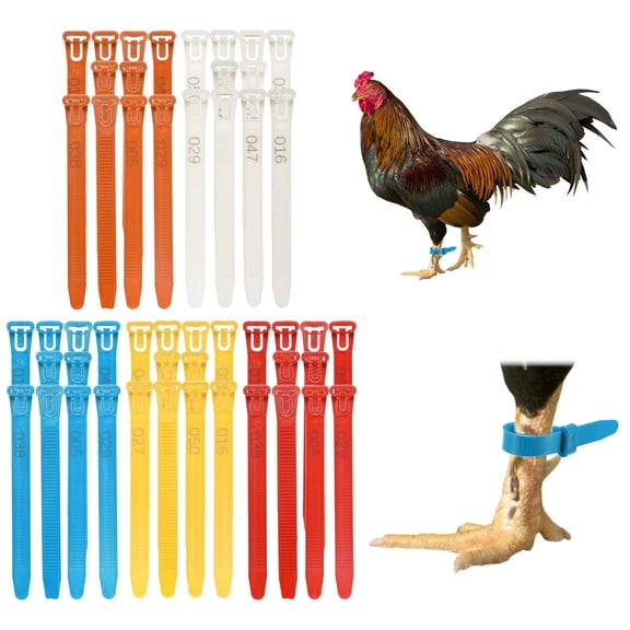 Uxcell 100-Pack Adjustable Chickens Leg Bands for Poultry Identification [Red]