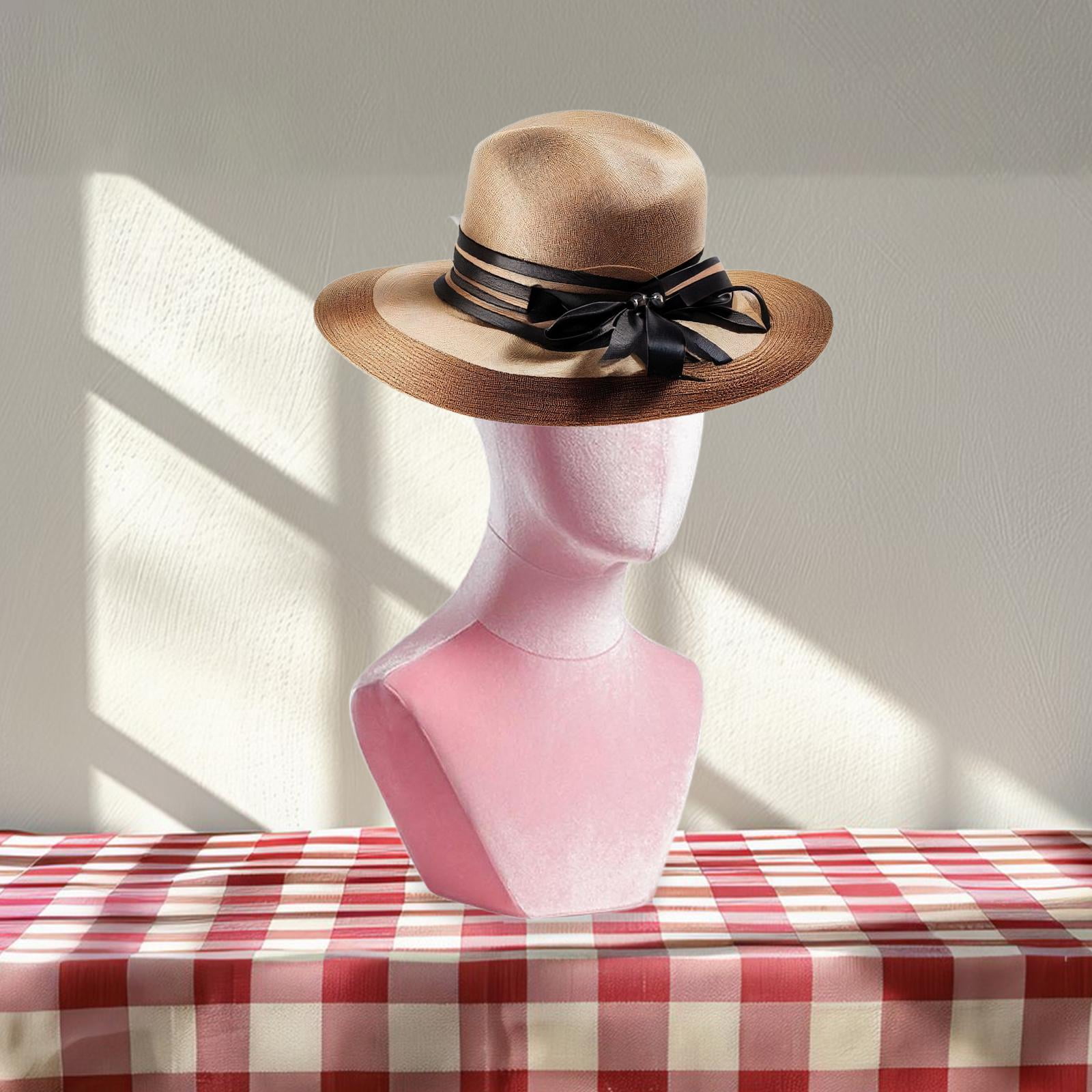 Serenable Mannequin Head Manikin Head Model Stable Base Professional Elegant Holder Hat Display Stand for Jewelry Hair Accessories Pink