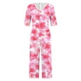 thumbnail image 5 of Edvintorg Jumpsuits for Women 2026 Cute Floral Short Sleeve V Neck Back Zipper Wide Leg Jumpsuit with Pockets Womens Summer Clothes, 5 of 5