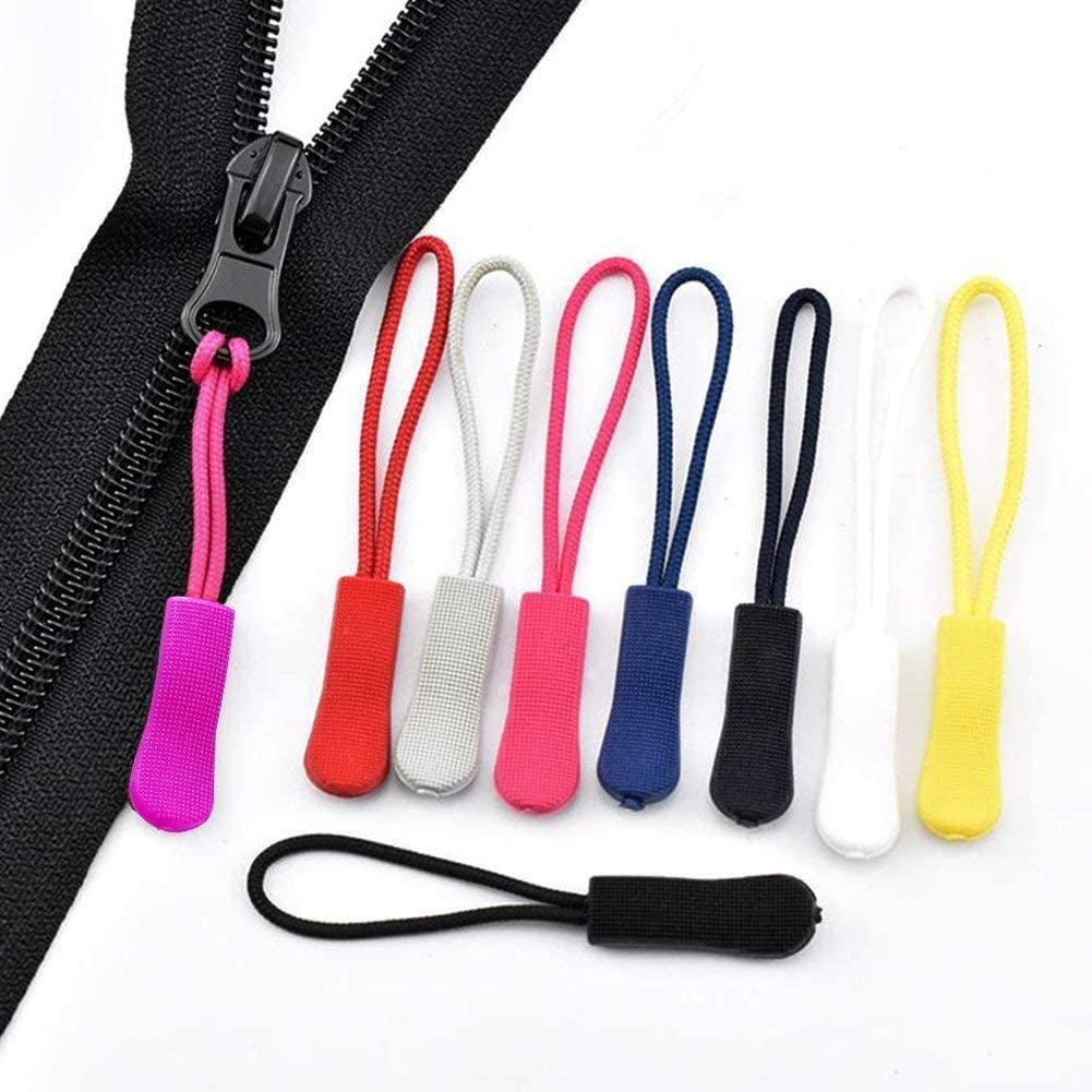 Hamzusd 240pcs Black Extension Zipper, Durable Zip Pulls Strong Nylon Cord Rubber Textured No Slip Pull Rope, Fit All Zips Pull Extension Nylon Zipper
