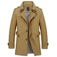 thumbnail image 2 of CEHVOM Homme Décontracté Uni Col Rabattu Coupe-Vent à Simple Boutonnage Fente Latérale Poche Manteau à Multiples Boutons Soldes, 2 of 2